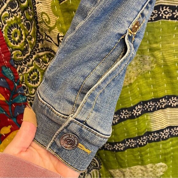 True Religion Deadstock Sherpa Lined Denim Trucker Jacket Size Large - Picture 4 of 15